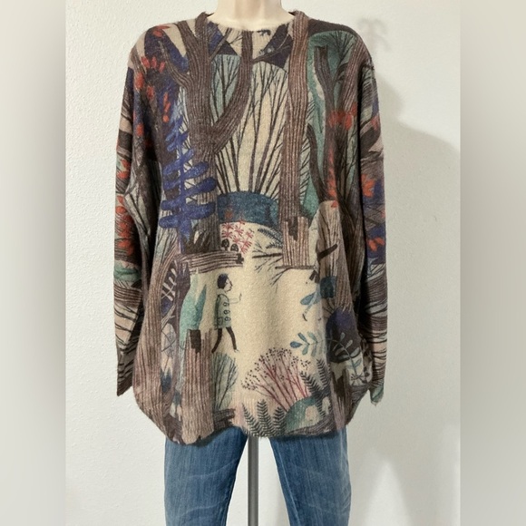 Sweaters - EUC Togputel Multicolor Forest Print Sweater Large
